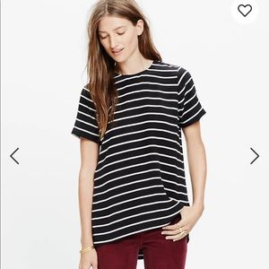 Madewell Silk Tailored Tee in Stripe | Size L | Excellent condition